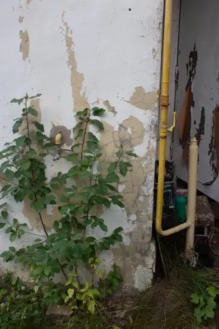Plastered brick wall with gas pipe, фото 1